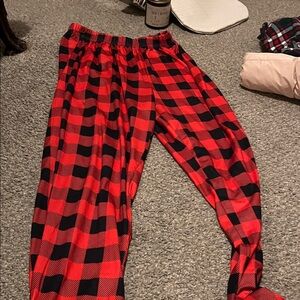 Red and Black Plaid Pajama Pants